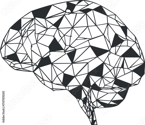 Abstract geometric representation of a brain symbolizing intellect and creativity in design.