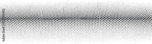 A modern halftone pattern featuring a seamless blend of black and white dots.