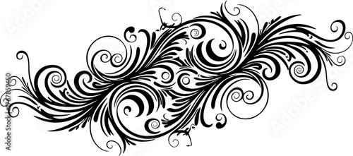 Elegant black ornamental flourish design for decorative borders and artistic accents, creating sophisticated visual appeal