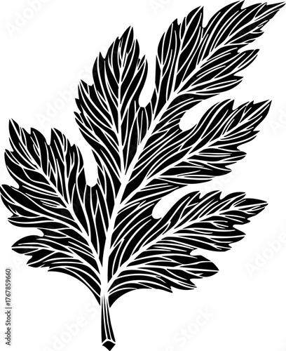 Elegant black and white intricate botanical leaf design for sophisticated branding and natural decor projects