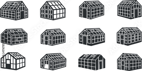 A collection of various greenhouse designs suitable for gardening and agricultural purposes.