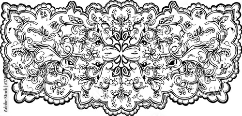 Exquisite ornate floral lace border design evokes vintage elegance and timeless decorative charm for crafting and interiors