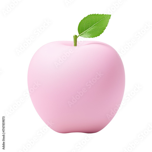 Realistic Pink Apple with Leaf on Light Background for Freshness Theme