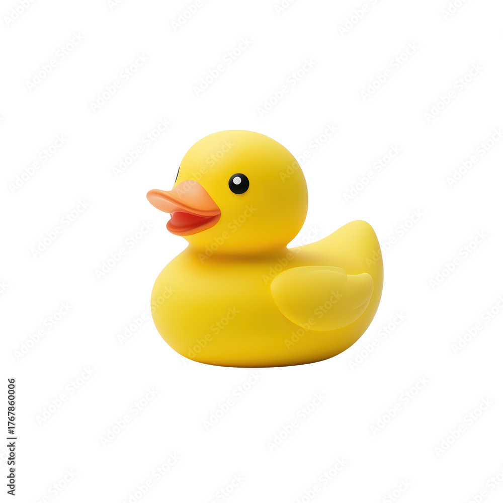 Fototapeta premium Cute Yellow Rubber Duck Toy Floating in Water for Playtime Fun