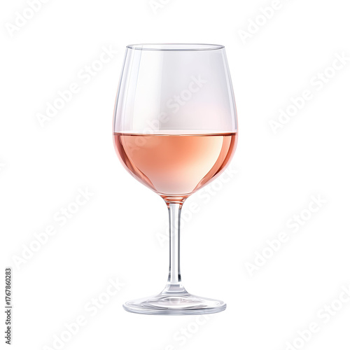 Elegant Glass of Rosé Wine on Isolated Background with Soft Lighting