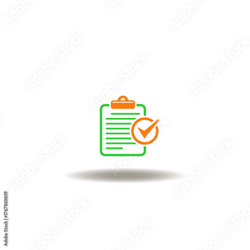 Vector illustration of clipboard with check mark. Symbol of compliant.