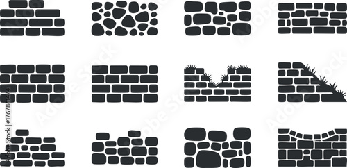 Collection of various wall textures including brick and stone patterns for design use.