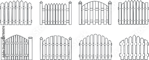 Collection of various wooden fence designs suitable for gardens and outdoor spaces.