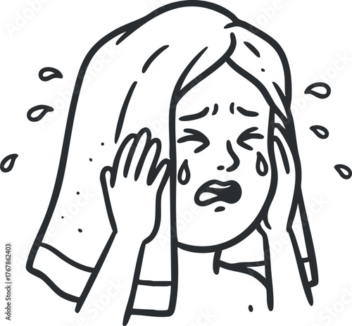 A cartoon character expressing extreme sadness with tears and a distressed facial expression.