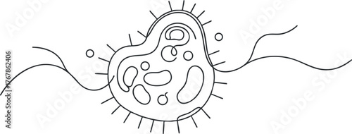 Illustration of a heart-shaped microbe representing life at the microscopic level.