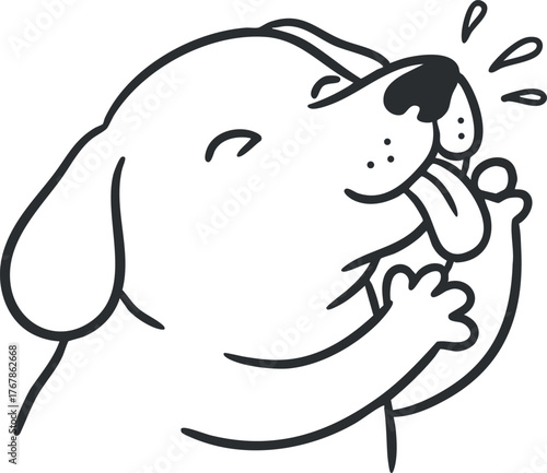 A cheerful cartoon dog happily playing and enjoying its time with a toy.