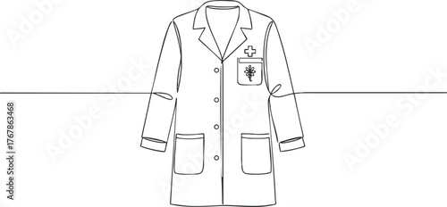 Illustration of a white lab coat designed for medical professionals in healthcare settings.