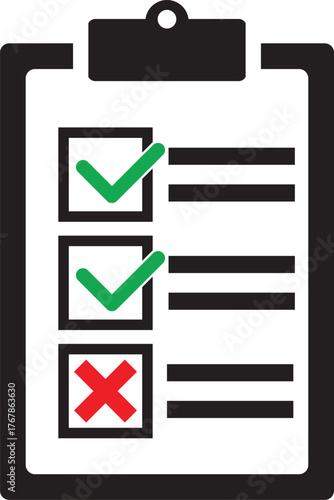Clipboard with task completion symbols and color options