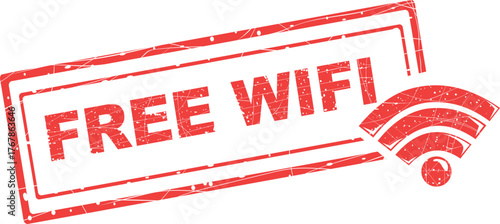 vector illustration red rubber stamp free wifi text and symbol concept