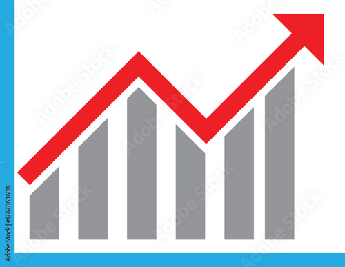 Red arrow graph illustrating upward trend and growth