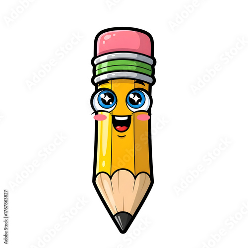 A vintage vinyl record with a colorful sleeve, isolated on white background