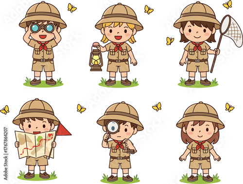 A funny vector illustration set of cartoon people, kids, and animals, featuring comic characters for Christmas and Halloween art