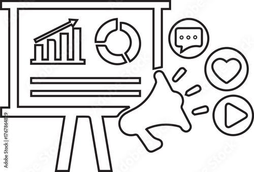 Marketing Business Outline Vector Symbol Presentation Analysis Growth Social Media Planning Board Digital Strategy