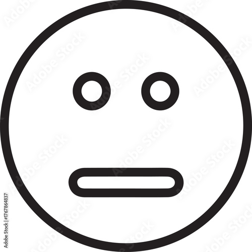 Expressionless Face Outline Icon Vector No Emotion Sadness Neutral Linear Shape Geometric Minimalist Symbol Flat Design Avatar Line Art Illustration Pictogram Graphic