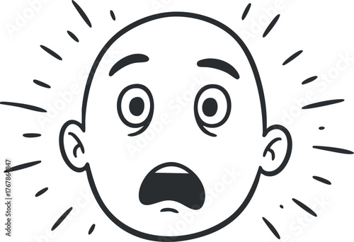 A cartoon illustration of a surprised face with wide eyes and an open mouth.