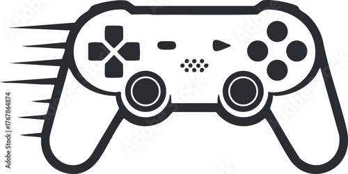 A dynamic gaming controller design representing speed and excitement in video gaming.