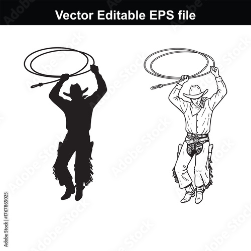 Cowboy with lasso, preparing to throw