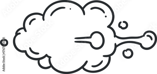 A whimsical illustration of a fluffy cloud or smoke effect in a cartoon style.