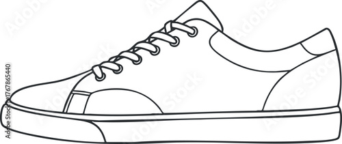 Outline illustration of a stylish sneaker suitable for casual and athletic wear