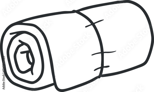 A simple illustration of a rolled blanket showcasing its cozy and practical design.