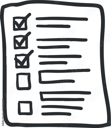 A simple hand-drawn checklist with checkboxes for task management and organization.