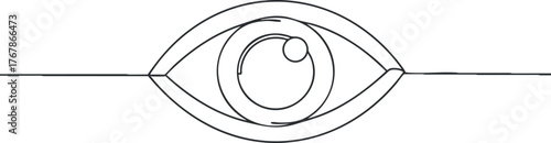 Minimalist black and white illustration of an eye symbolizing vision and perception