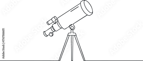 A simple illustration of a telescope on a tripod used for astronomical observation.