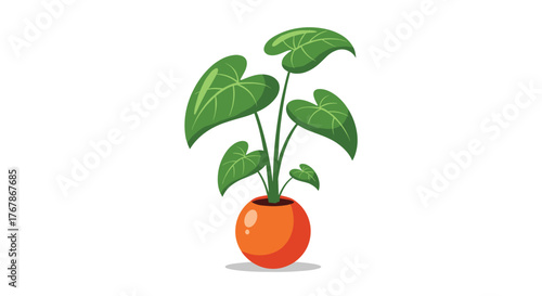 A vibrant illustration of a houseplant in a decorative orange pot, isolated on a white background, perfect for various creative projects, including digital design and home decor concepts.