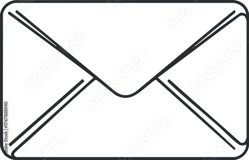 A simple black and white icon of an envelope representing traditional mail and digital communication.