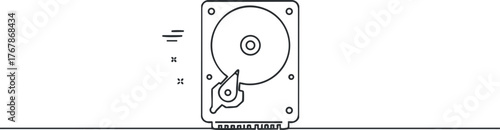 Illustration of a hard drive depicting data storage technology and digital information management.