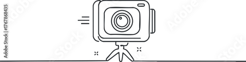 Illustration of a camera on a tripod representing photography and image capturing equipment