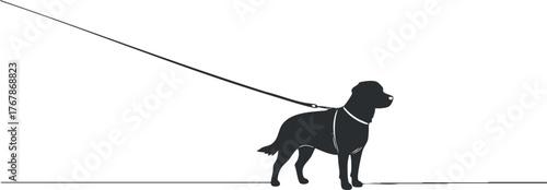 A silhouette of a dog on a leash, representing companionship and outdoor activities.