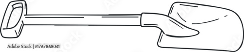 Illustration of a shovel used for gardening and landscaping tasks.