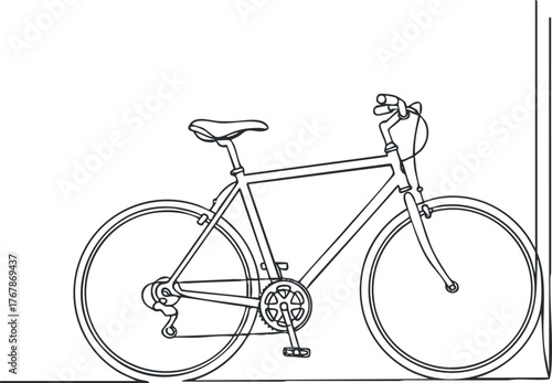 A minimalist line drawing of a bicycle showcasing its essential features and design.