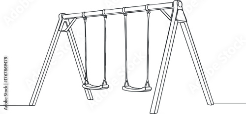 Illustration of a playground swing set designed for children to enjoy outdoor play and exercise.