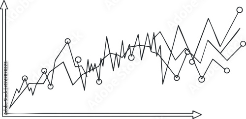 A simple line graph illustrating fluctuating trends and data points over time.