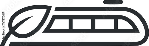 Stylized icon of a modern train with a leaf design symbolizing eco-friendly transportation.