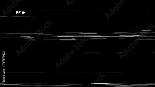Vintage VHS Fast Forward, Tape Static Noise Artefacts Effect, VCR Overlay Effect Template 