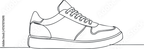 Line art illustration of a stylish sneaker design for footwear enthusiasts and fashion lovers.