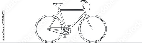 A minimalist line art illustration of a bicycle showcasing its design and structure.