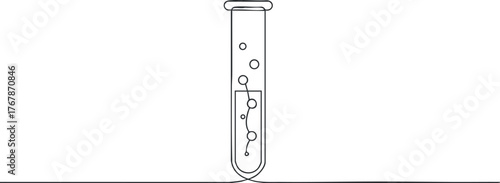 Illustration of a test tube containing liquid and bubbles representing a scientific experiment.
