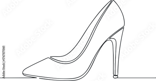 A minimalist outline of an elegant high heel shoe showcasing modern fashion design.