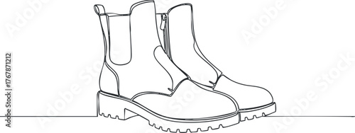 Stylish outline illustration of fashionable leather boots suitable for casual and outdoor wear.