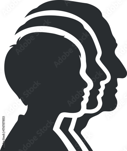 Silhouette illustration of diverse human profiles in black and white showcasing individuality and connection.