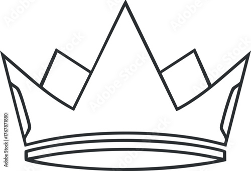 Stylized outline of a crown symbolizing royalty and power in a minimalist design.